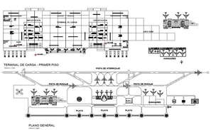 National airport building elevation, section and plan details dwg file ...