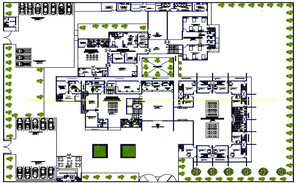 Plan and elevation 2d view layout of hospital building structure layout ...