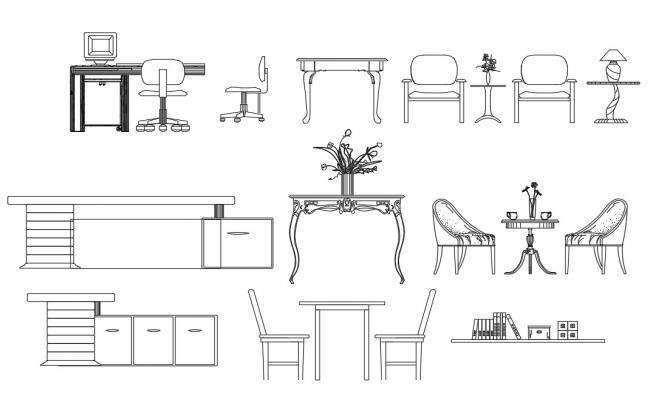 Dressing table and mirror design elevation - Cadbull