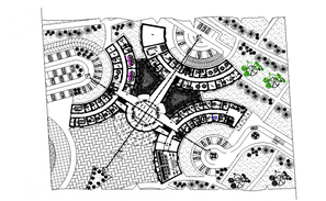 Street Architectural Development Around Pathway In Dwg File. - Cadbull