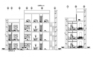 Housing apartment building multi-family elevation, section, floor plan ...