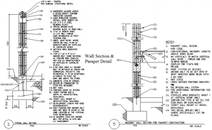 section drawing detail of wall design - Cadbull