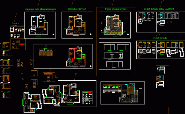 4 BHK Apartment Furniture Design And Site Plan DWG File - Cadbull