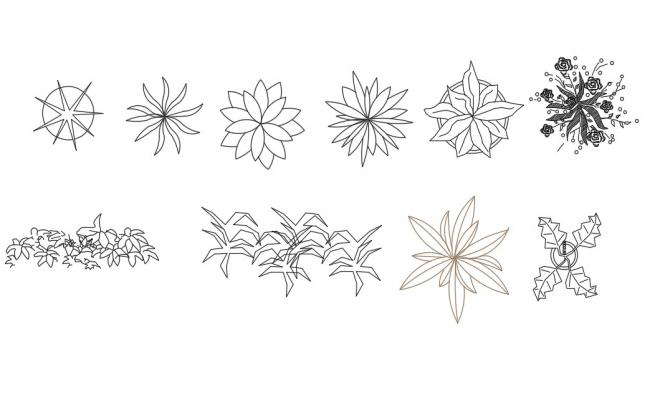 2d elevation block details of green tree dwg file - Cadbull