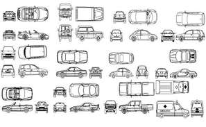 CAD vehicle Car block detail elevation 2d view layout file - Cadbull