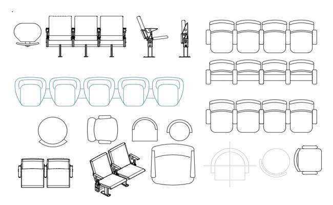 Office chair elevation block cad drawing details dwg file 