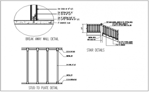 Fence section and construction details with footing dwg file - Cadbull