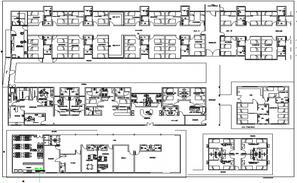 Poly clinic hospital building all sided elevation and section details ...