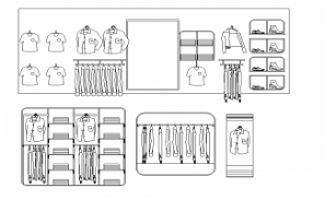 Wardrobe elevation, section, plan and clothes blocks details dwg file ...