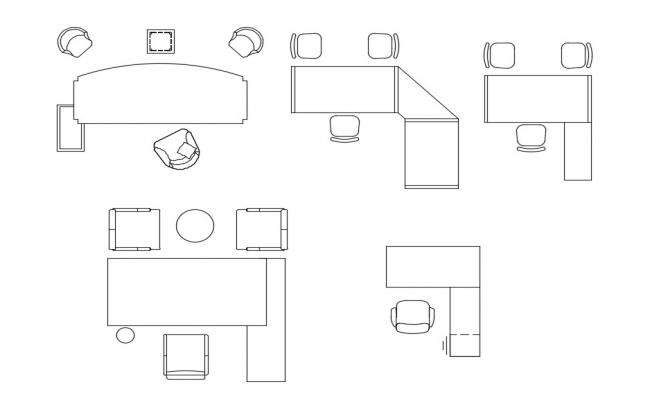 Office tables furniture plan autocad file - Cadbull