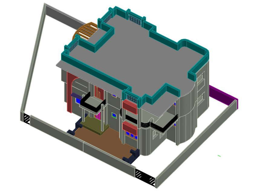 Beautiful Modern One Family House 3d Model Auto Cad Drawing