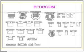 Modern bedroom furniture plan, elevation and section autocad file - Cadbull