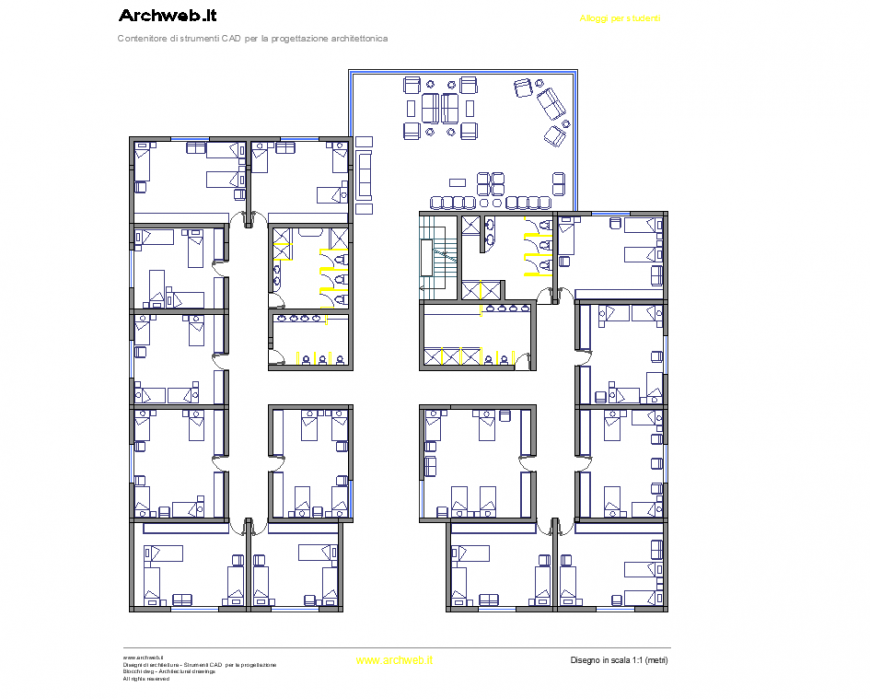 Blocco Alloggi Student Plan Dwg File