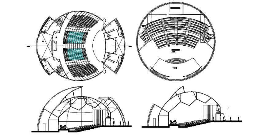 Circular Exterior Auditorium Elevation Of Buiding Dwg File Cadbull