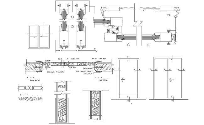 2d cad drawing of bi-fold double and pocket door auto cad software