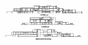 Front section view of the multispecialty hospital has been given in ...