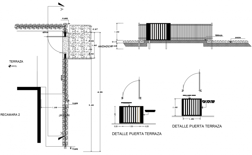 Elevation and sectional of sliding gate 2d view autocad file - Cadbull