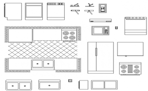 4 Burner Kitchen Gas Stove AutoCAD Blocks - Cadbull