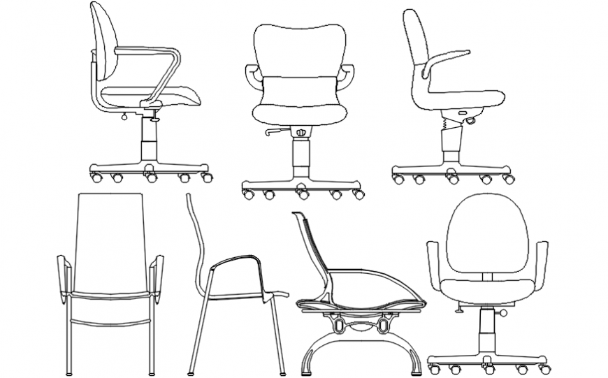 Simple Back Rest Chair Elevation Block Cad Drawing Details Dwg File