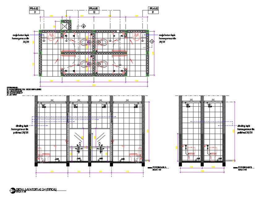 Shopping Mall Toilet Plan And Section Layout File Cadbull