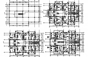 Group housing design drawing flat type design drawing - Cadbull