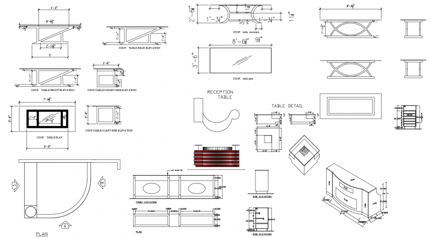 Office glass desk elevation, section and carpentry drawing ...