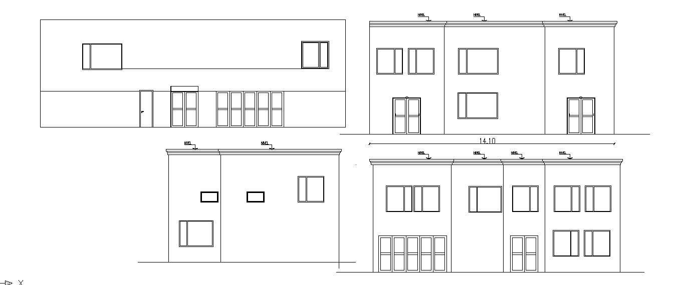 Residential house elevations in dwg file - Cadbull