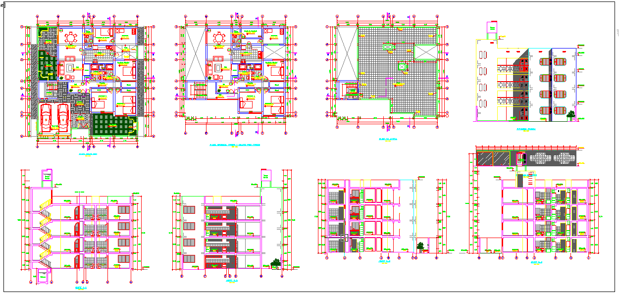 Multi family House plan - Cadbull