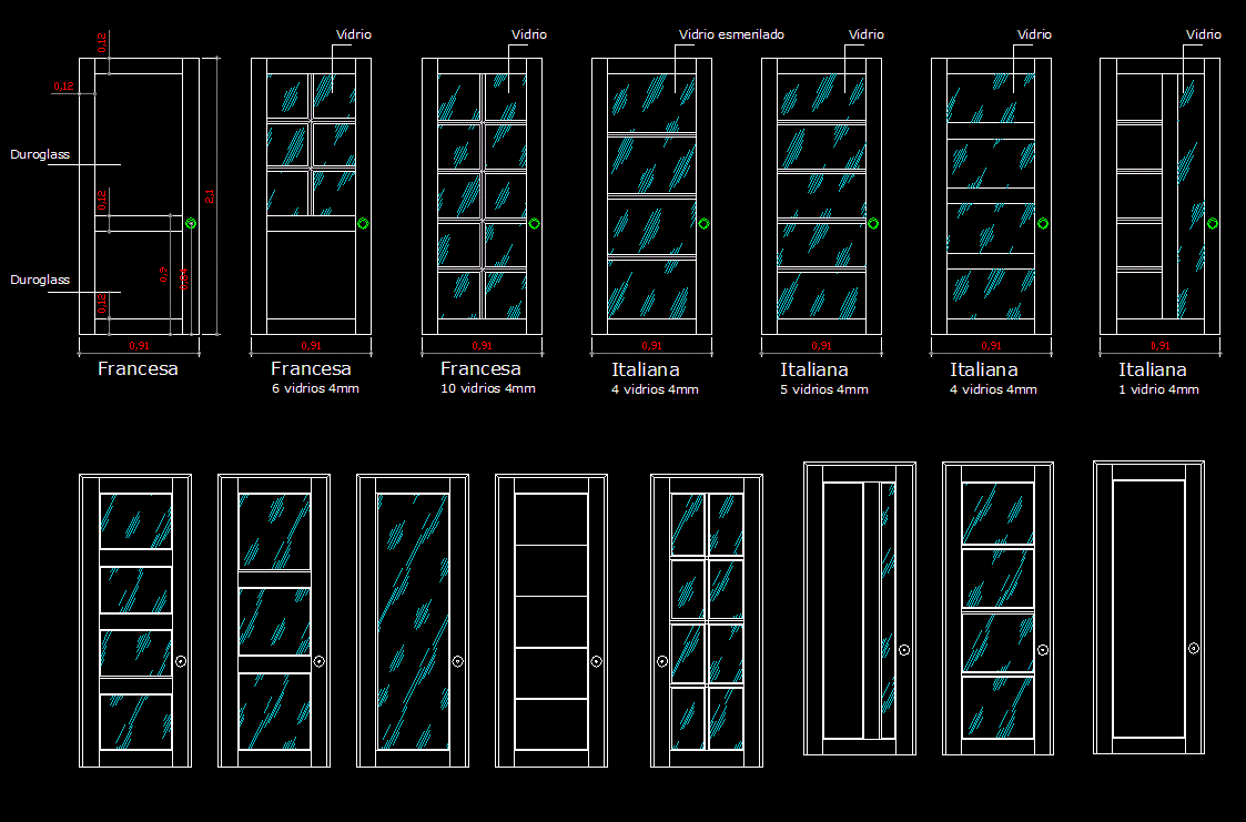 Glass Door cad drawings are given in this cad file. Download this cad ...