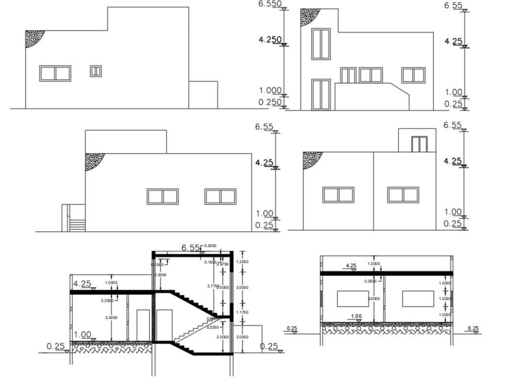 1000 Square Feet House Building Sectional Elevation Design - Cadbull