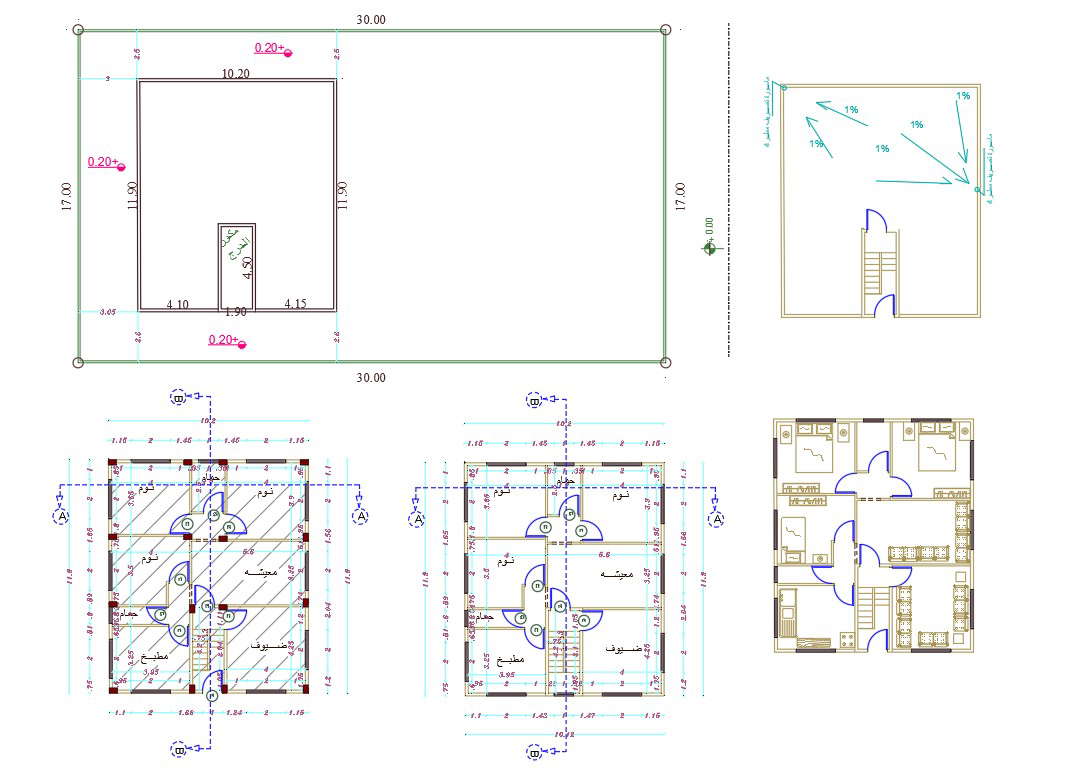 10mtr X 12 Mtr 3 Bhk House Furniture Plan Dwg File Cadbull