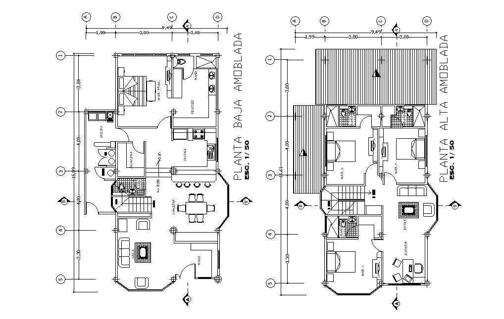 10X16 Meter House Ground Floor And First Floor Plan CAD