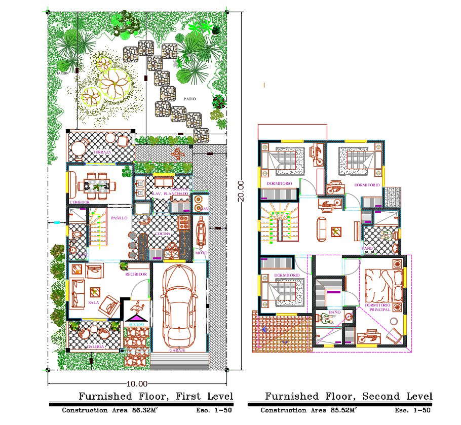 24x45 House Ground Floor And First Floor Plan Dwg File Cadbull Images