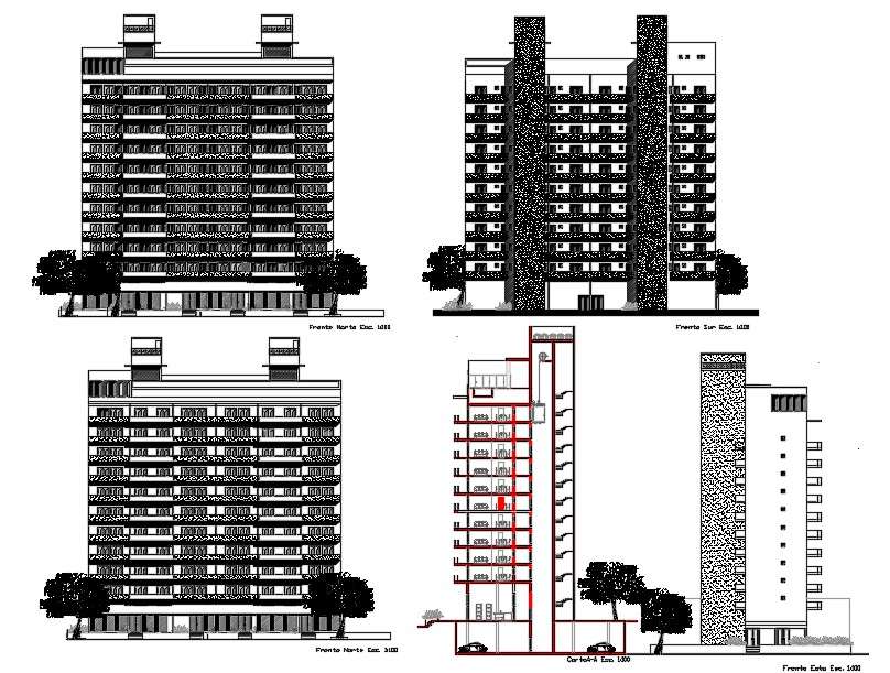 Storey Apartment Building Sectional Elevation Design Autocad File | My ...
