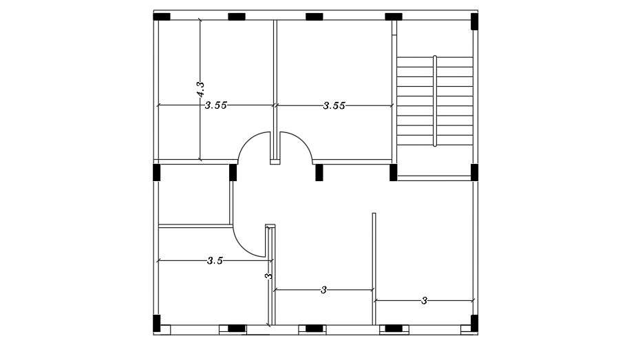 10x10 Meter Apartment Third Floor Plan AutoCAD File - Cadbull