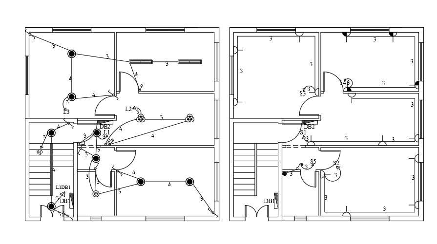 10x10 Meter Electric Plan Of House AutoCAD File - Cadbull