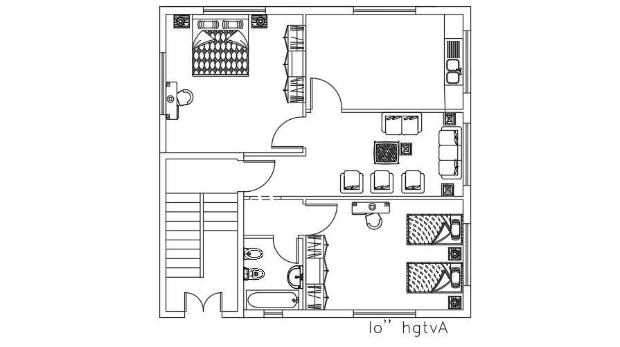 10x10 Meter House Furniture Layout Plan AutoCAD File - Cadbull