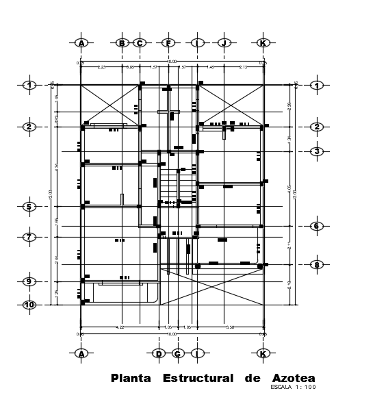 10x12m roof structural layout cad drawing - Cadbull