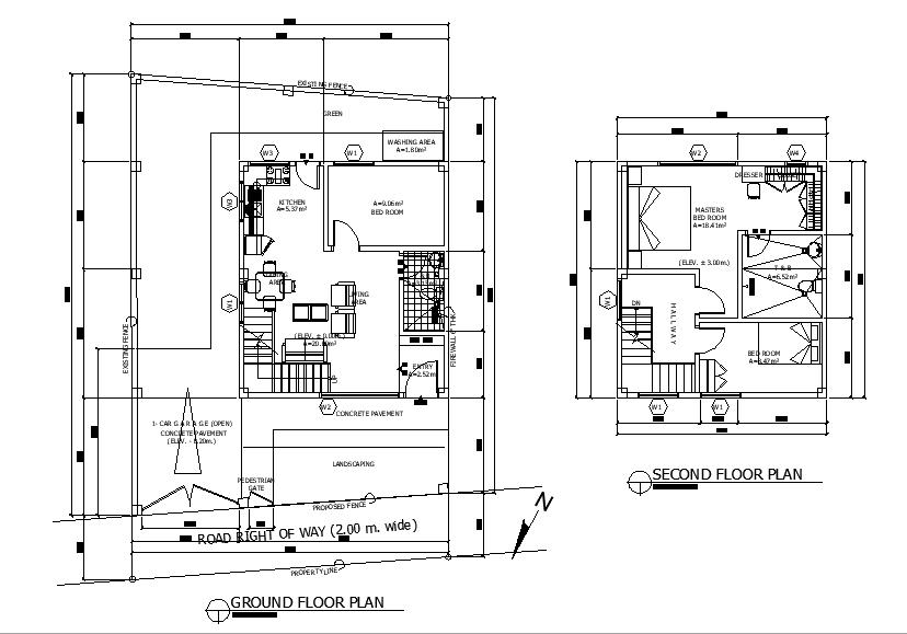 10x13 Meter 3 Bhk House Layout Cad Drawing Cadbull