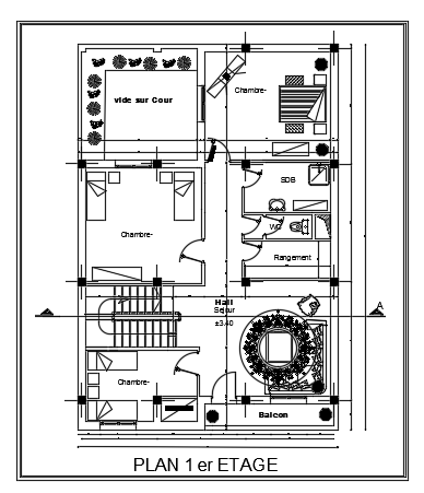 10x14m first floor house plan CAD model is given in this file - Cadbull