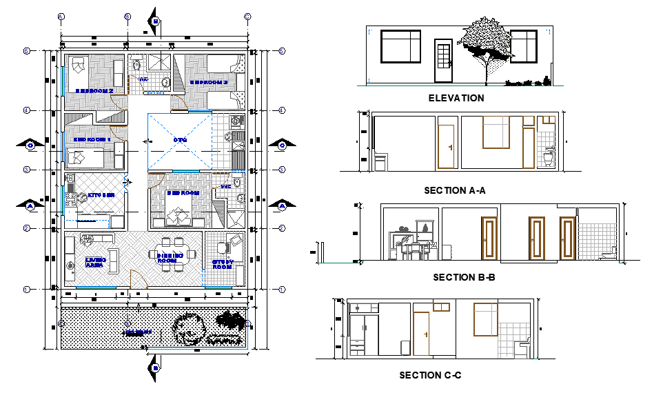 10x15m-home-design-plan-one-story-house-3-bedroom-sketchup-design-in-2020-home-building