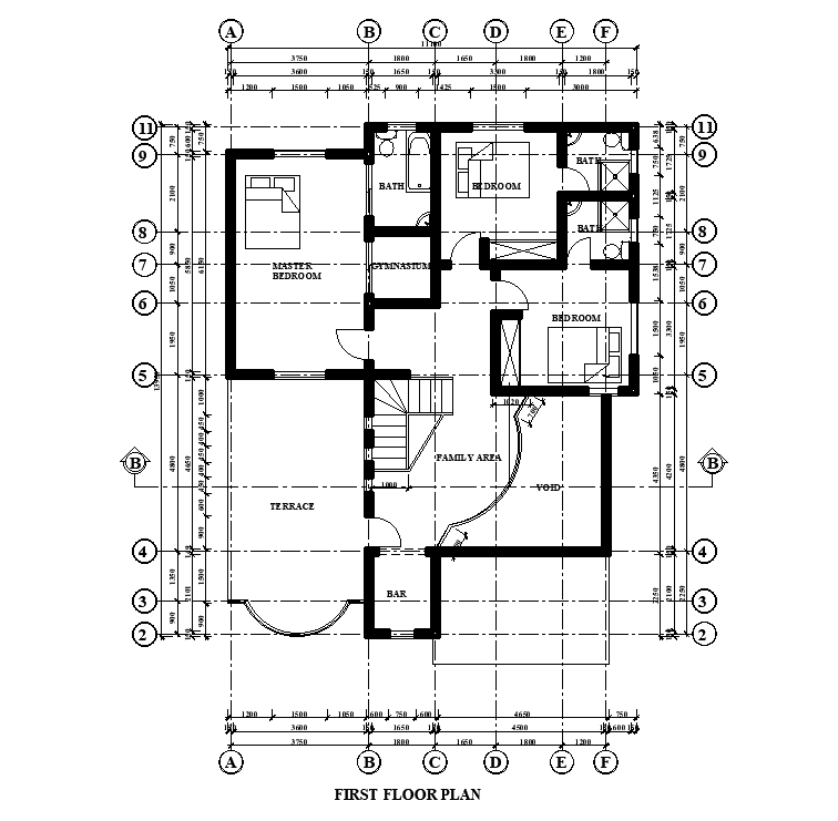 10x15m First Floor House Plan Is Given In This Autocad Drawing Filedownload Now Cadbull