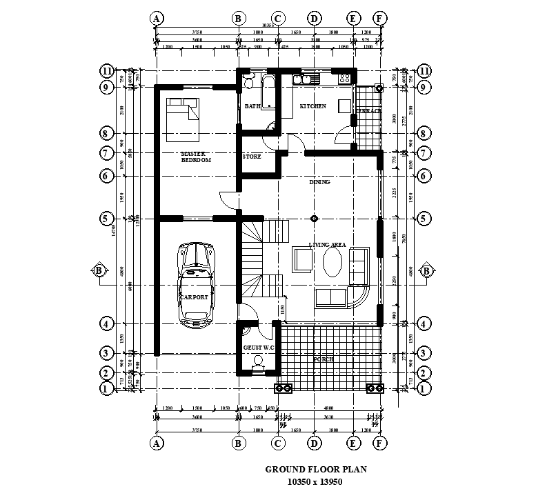 10x15m Ground Floor House Plan Is Given In This Autocad Drawing File Download Now Cadbull