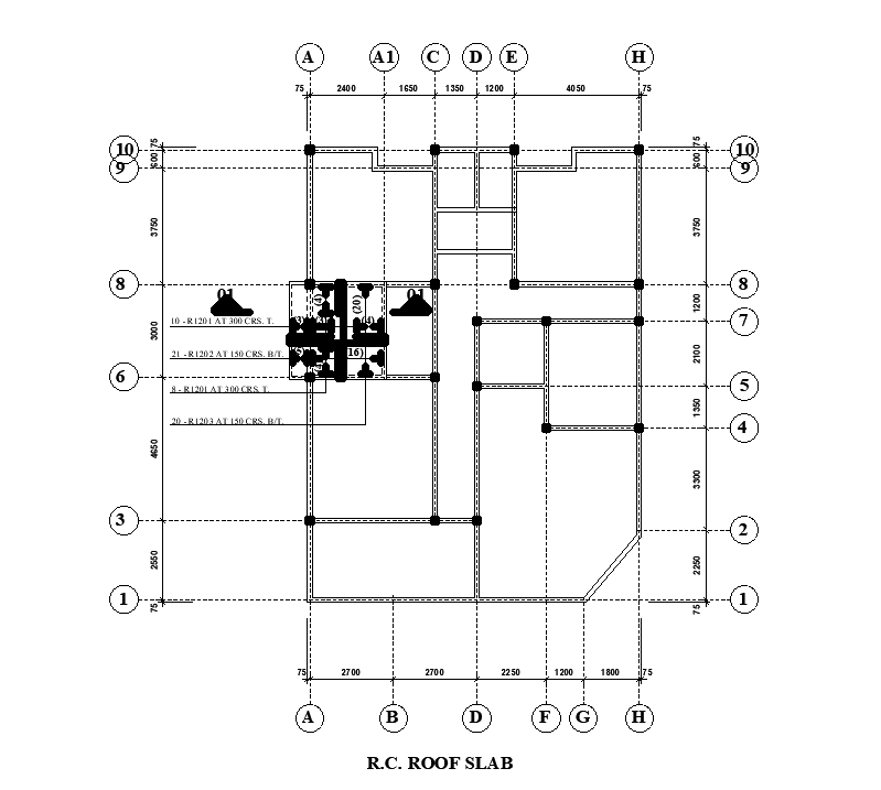 10x15m house plan of RC roof slab detail is given in this Autocad ...