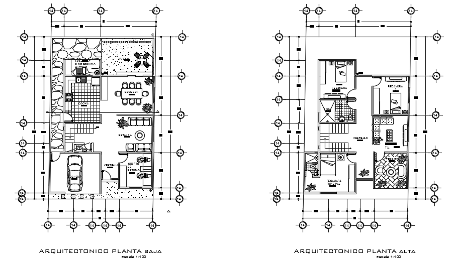 10x16m ground floor and first floor house plan AutoCAD diagram - Cadbull