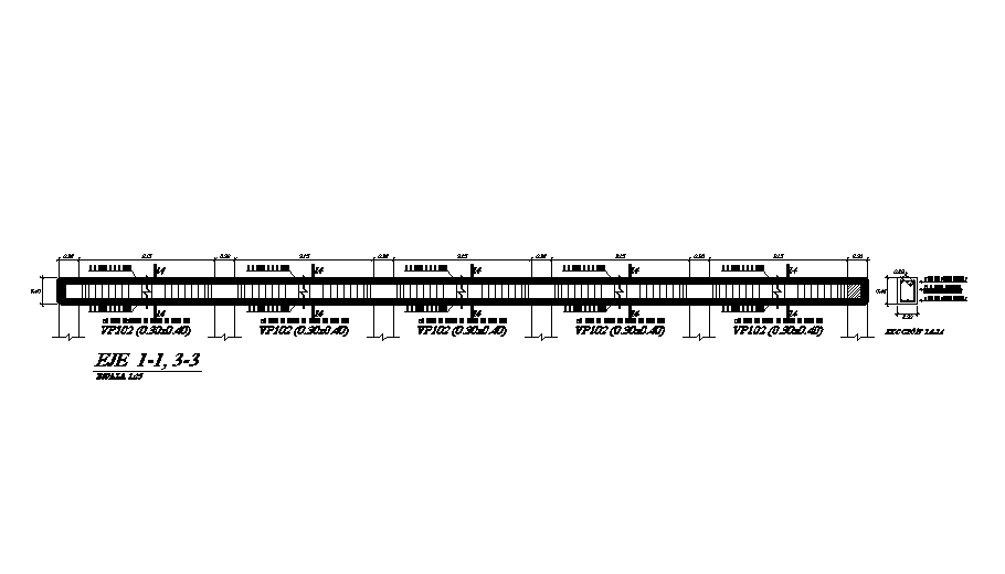 10x17m House Plan Of Longitudinal Beam Section 1 To 1 Is Given In This Autocad Drawing Model