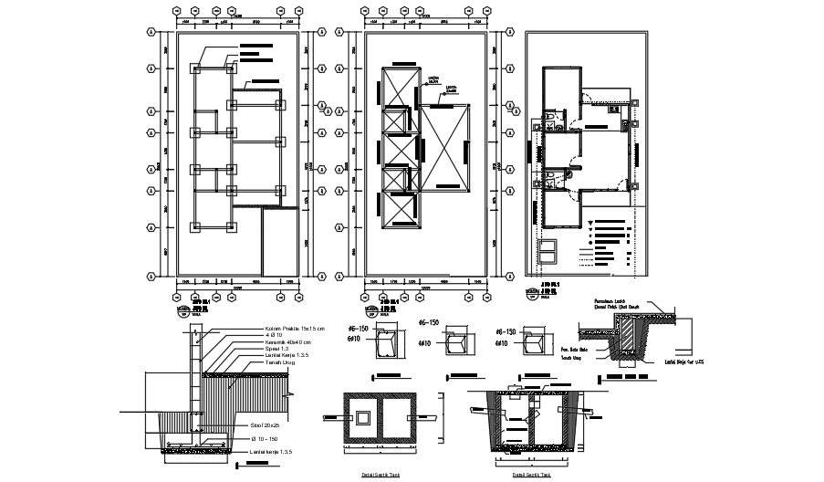 10x20m house plan structural AutoCAD drawing - Cadbull