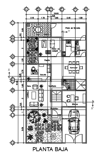 10x22m Ground Floor House Plan Autocad File Cadbull