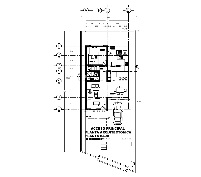 10x22m ground floor villa plan has been given in this 2D AutoCAD ...