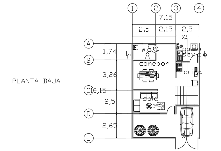 10x7m Architecture 3bhk Ground Floor House Plan Cad Drawing Cadbull